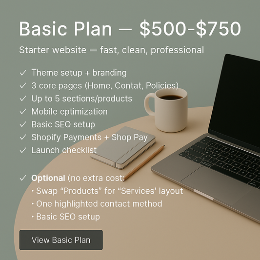 Basic Plan- Jump Start Website  + Your Design
