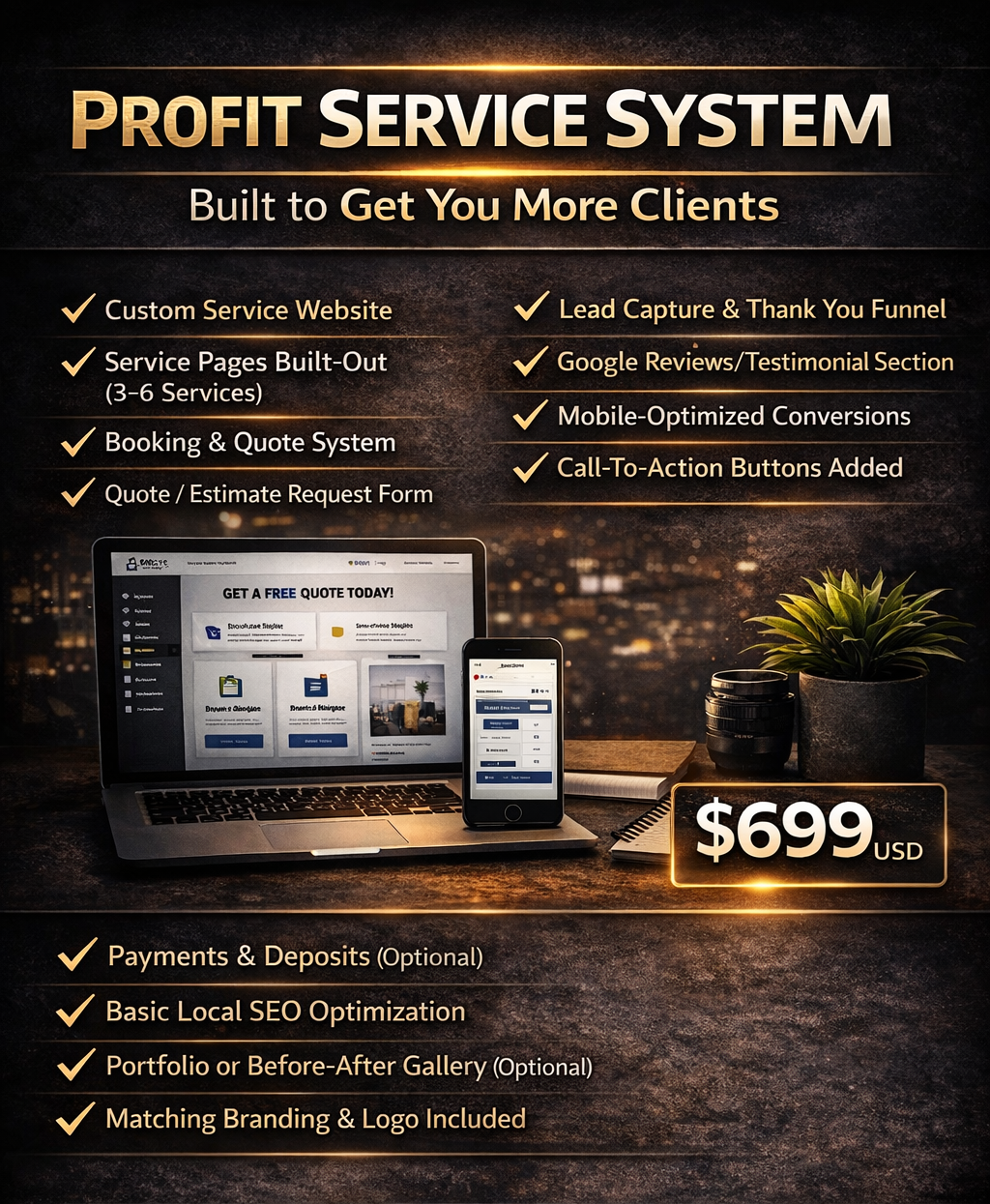 Profit Service System – $699 | Service Website + Booking + Local SEO